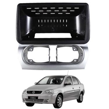 Imagem de Moldura 9 Polegadas Corsa Maxx/Premium 2004 à 2012 Preta Prata Painel Central Multimidia Som