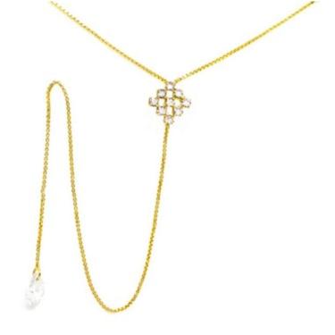 Imagem de Colar Longo Folheado a Ouro Com Detalhes Fixos em Strass