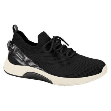 Imagem de Tênis Gel Knit Cadarço Feminino Modare Ortopédico, Preto, 36