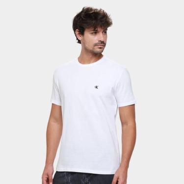 Imagem de Camiseta Calvin Klein Logo Serif Font Masculino, Branco, M