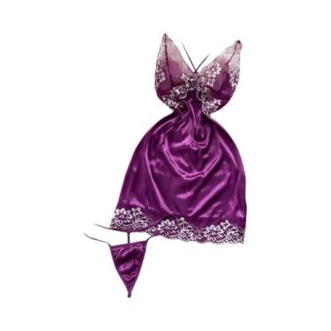 Imagem de Vestido De Noite Sem Mangas Em Renda Floral Para Mulheres, Com Tanga, 