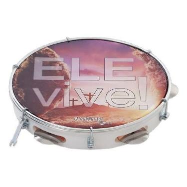 Imagem de Pandeiro Profissional 10 Polegadas Pele Leitosa Abs Ele Vive - Spankin