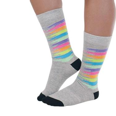 Imagem de Meia Dantelle Street Cano Longo DeMillus 204955 Cinza Colorido