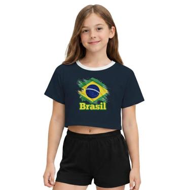 Imagem de Camiseta Cropped Juvenil Look Jeans Bandeira Brasil - 6 - MARINHO-Feminino