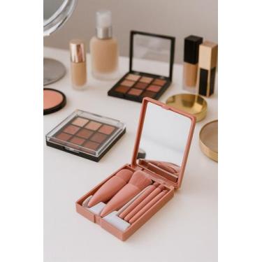 Imagem de Kit 5 Mini Pincéis Estojo Com Espelho Para Maquiagem Minimen