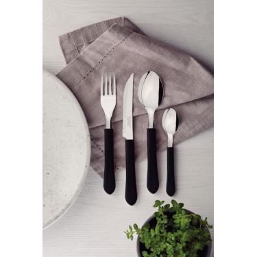 Imagem de Faqueiro Tramontina Leme Inox Preto 24 Peças com Pote Plástico