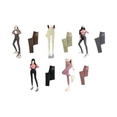 Imagem de Leggings Pretas Femininas De Cintura Alta M-XL, Calças Shark Com Efeit