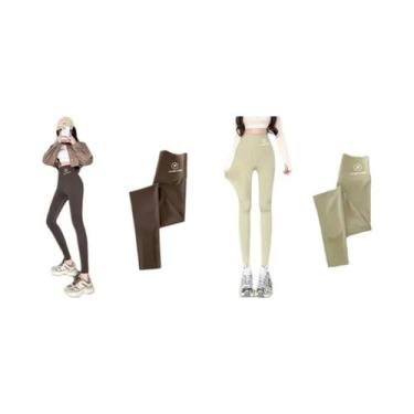 Imagem de Leggings Pretas Femininas De Cintura Alta M-XL, Calças Shark Com Efeit
