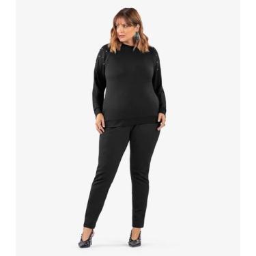 Imagem de Blusão Feminino Molecotton Plus Size Secret Glam Preto, Plus G3, Preto