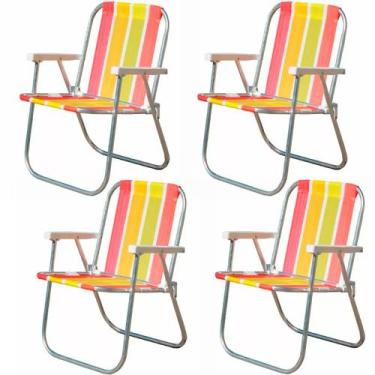 Imagem de Kit 4 Cadeiras de praia varanda alta em alumínio - CAD0047 - Botafogo