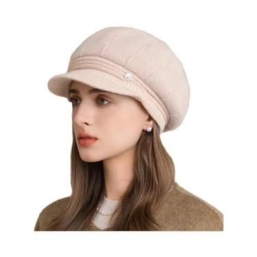 Imagem de Chapéu De Inverno Feminino Da Moda: Gorro De Tricô Elegante Com Forro 