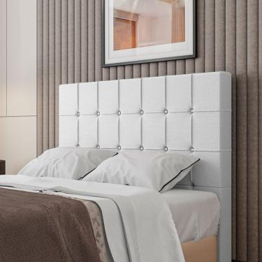 Imagem de Cabeceira Estofada Casal 140 Cm Turmalina Corino Branco