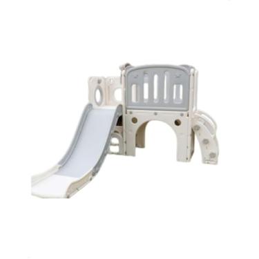 Imagem de Freso Baby Playground Infantil 7x1 Mini Mundo Grey 2 Torres, Para Crianças de 1 a 4 anos, Compacto e Fácil Montagem, com Escorregador, Cesta de Basquete e Bola, Escalada, Luneta