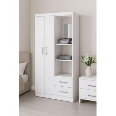 Imagem de Guarda Roupa Solteiro Capelinha 2 Portas 2 Gavetas 100cm - Evidencia M