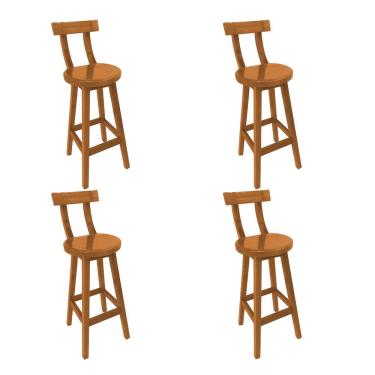 Imagem de Kit 4 Bancos Altos Girafa Madeira com Encosto Design Moderno para Bancada e Área Gourme...