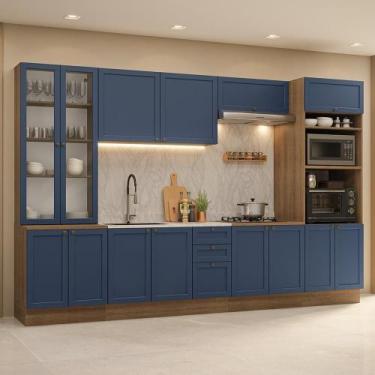 Imagem de Armário de Cozinha Completa 340 cm Rustic/Azul Vik Madesa 01, Rustic/A