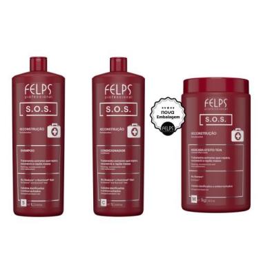 Imagem de Kit Felps Sos Shampoo+Condi. 1L + Mascara 1KG