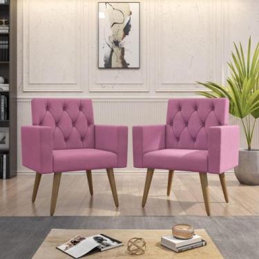 Imagem de Kit 2 Poltronas para Sala Escritório Recepção Thais Suede - Móveis Maf