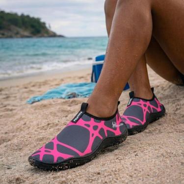 Imagem de Sapatilha Aquática Feminina Rosa Neoprene Conforto Térmico Solado Tratorado Ultra Leve...