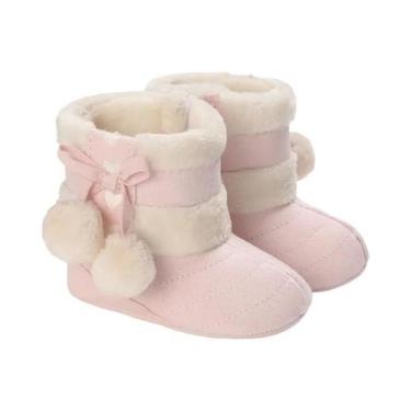 Imagem de Botas De Neve Para Bebê Menina Rosa Com Pelúcia Grossa E Quente, Antid