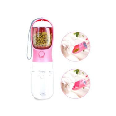 Imagem de Garrafa Bebedouro e comedouro portátil 550ml Rosa - PetzGrilo