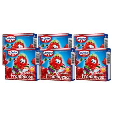 Imagem de kit 6 Dr. Oetker Gelatina em Pó Sabor Framboesa, Sobremesa com Sabor e