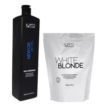 Imagem de Kit pó descolorante white blond 500gr + água oxigenada 900ml - kpro, 4