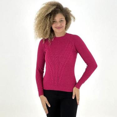 Imagem de Blusa Cellus de Lã Manga Longa Feminina, G, Rosa pink