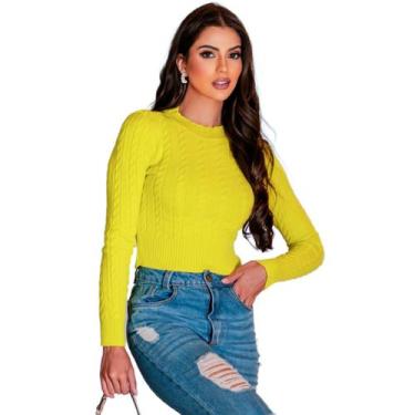 Imagem de Blusa De Frio Feminino Quentinho Colorida Longo Blogueira Modal Quente