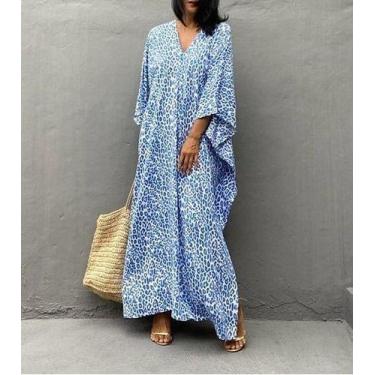 Imagem de E0444 Vestido Camisa Camisão Chemise Saída Praia Oncinha Plus Size - x