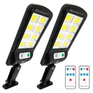 Imagem de Kit 2 Luminária Parede Solar 200w Bateria Grande Duração Ip66 Alta Pot