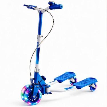 Imagem de Patinete Infantil 3 Rodas Azul com Guidão Ajustável Até 78cm para Cria
