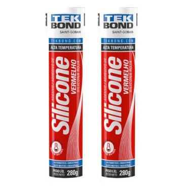Imagem de Kit 2 silicone acetico 280g alta temp vermelho tek bond