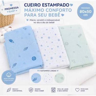 Imagem de Manta Cueiro Flanelado Papi 80x50cm Bebê Menino Kit 3 Unidades - Prome