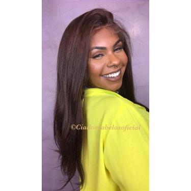 Imagem de Peruca Lace Front Cabelo Humano Castanho Claro LH27 - 55 cm - Cia dos 