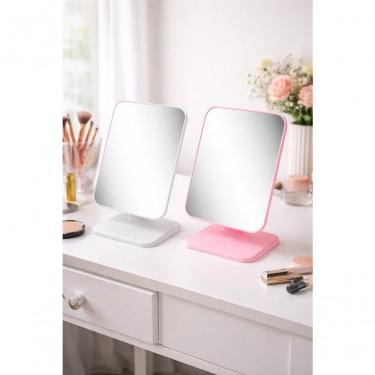 Imagem de Espelho de Mesa para Maquiagem Retangular 22CM com Moldura de Plástico para Penteadeira Rosa Dromos