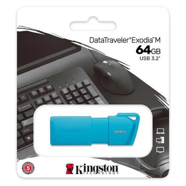 Imagem de Pen Drive Exodia m USB 3.2 Alta Performance Durabilidade Azul Kingston 64GB Armazenamento Portátil Pessoal