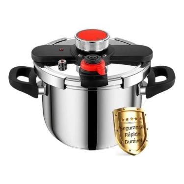 Imagem de Panela Pressão 6 Litros Aço Inoxidável 4 Sistemas Segurança - Sem marc