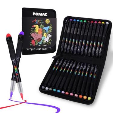 Imagem de Marcadores de tinta POMAC 24 cores à prova dágua, conjunto acrílico