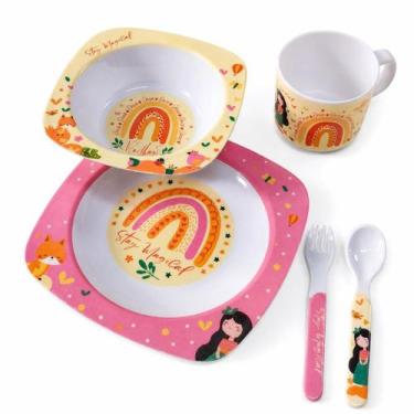 Imagem de Kit Refeição Infantil Menina Bowl Prato Caneca Talher - TUUT