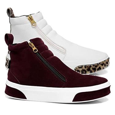 Imagem de Kit 2 Tênis Feminino GuGi Botinha De Academia em Camurça Leve 203-GG;Cor:Bordô e Branco;Tamanho:38