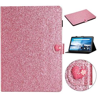 Imagem de Capa para tablet Lenovo Tab M10 X605F X505 Glitter pó amor fivela horizontal capa de couro flip com suporte e compartimentos para cartões (cor: rosa)