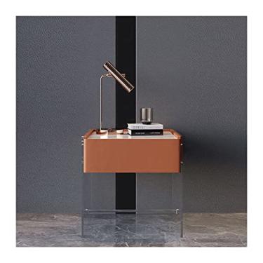 Imagem de jinyi2016SHOP Mesas Laterais de Cama Quarto Ardósia Mesa de Cabeceira de Vidro Pequena Mesa de Café Pequena Gaveta Armazenamento Mesa de Cabeceira Mesas de Cabeceira para Quarto (Cor: B, Comprimento: 50 cm)