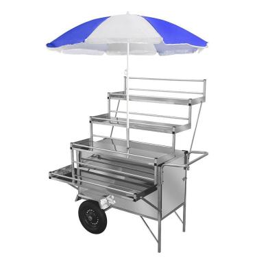 Imagem de Carrinho Expositor Cefaz Inox Rodas Pneumáticas e Guarda Sol LEX26P/GS