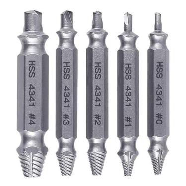 Imagem de Kit jogo removedor tira Parafuso Quebrado danificado extrator Rosca 5 Peças