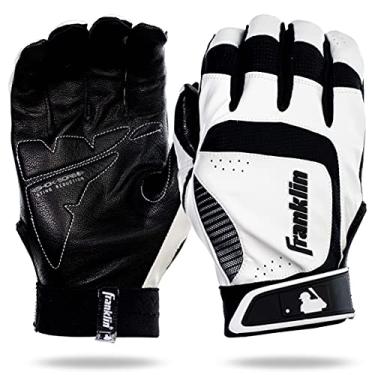 Imagem de Franklin Sports Luvas para rebatedor MLB adulto Shok-Sorb Neo, branco/preto, médio