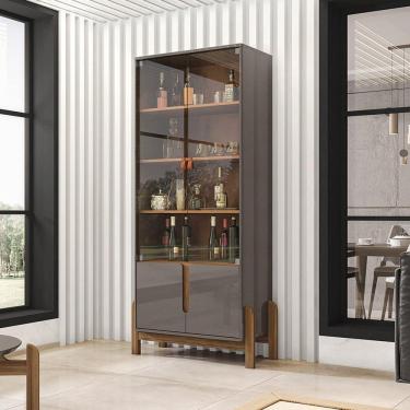 Imagem de Cristaleira Lizz Casa D Cinza Perola/Cedro