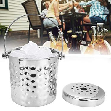 Imagem de Balde de gelo grande, baldes de gelo de aço inoxidável isolados com filtro mantêm o gelo congelado por mais tempo, ideal para bar de coquetéis, festas, vinho gelado, champanhe, 1 litro
