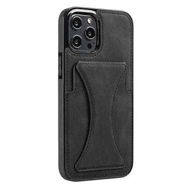 Imagem de Capa para iPhone 13/13 Pro/13 Pro Max, design de carteira capa de couro premium com compartimento traseiro para cartão estilo comercial capa de telefone suporte magnético para carro, preto, 33 16,1 polegadas