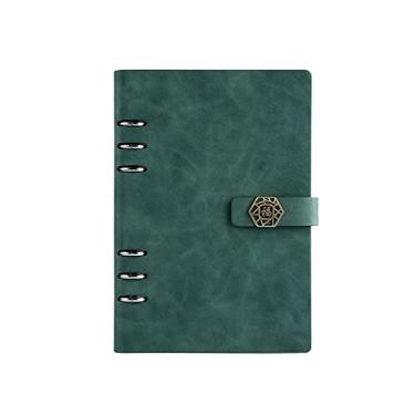 Imagem de Fivela Magnética Capa Dura A5 Caderno de Couro Bloco de Notas Pasta de Anel Planejador Agenda Livro de Notas de Negócios Papelaria, fukou, verde, A5